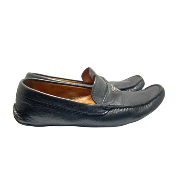 PRADA Vintage Men’s Black Leather Logo Loafers Sz 8.5 main image 5